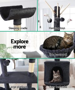 i.Pet Cat Tree 140cm Trees Scratching Post Scratcher Tower Condo House Furniture Wood