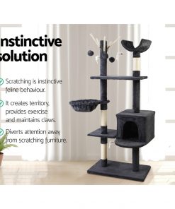 i.Pet Cat Tree 140cm Trees Scratching Post Scratcher Tower Condo House Furniture Wood