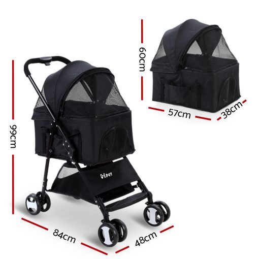 i.Pet Pet Stroller Dog Carrier Foldable Pram 3 IN 1 Middle Size