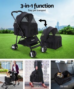 i.Pet Pet Stroller Dog Carrier Foldable Pram 3 IN 1 Middle Size