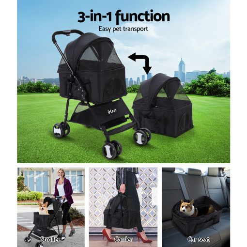 i.Pet Pet Stroller Dog Carrier Foldable Pram 3 IN 1 Middle Size