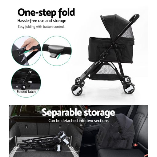 i.Pet Pet Stroller Dog Carrier Foldable Pram 3 IN 1 Middle Size