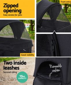 i.Pet Pet Stroller Dog Carrier Foldable Pram 3 IN 1 Middle Size