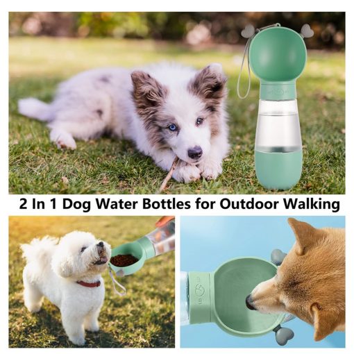 Portable Dog Water Bottle with Food Container Leak Proof Dog Water Dispenser