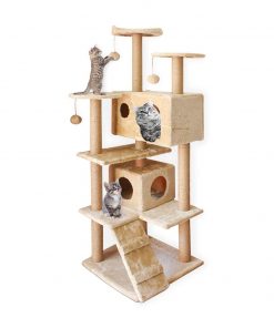 FLOOFI 150cm Plush Cat Condo Cat Tree Beige FI-CT-157-BJ