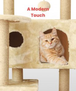 FLOOFI 150cm Plush Cat Condo Cat Tree Beige FI-CT-157-BJ