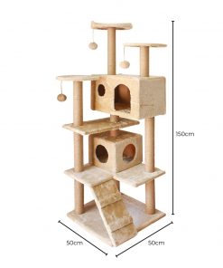 FLOOFI 150cm Plush Cat Condo Cat Tree Beige FI-CT-157-BJ