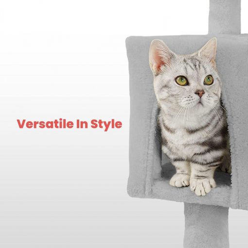 Floofi 155cm Plush Cat Condo Cat Tree Light Grey FI-CT-172-ZZ