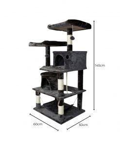 FLOOFI 145cm Plush Cat Condo Cat Tree Dark Grey FI-CT-156-BJ