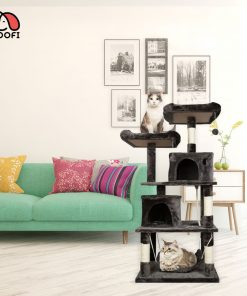 FLOOFI 145cm Plush Cat Condo Cat Tree Dark Grey FI-CT-156-BJ