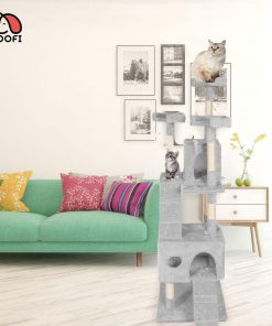 Floofi 170cm Plush Cat Condo Cat Tree Grey FI-CT-161-ZZ