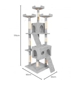 Floofi 170cm Plush Cat Condo Cat Tree Grey FI-CT-161-ZZ