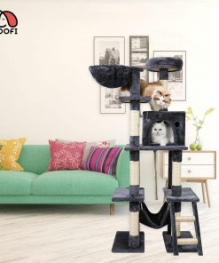 Floofi 155cm Plush Cat Condo Cat Tree Dark Grey FI-CT-173-ZZ