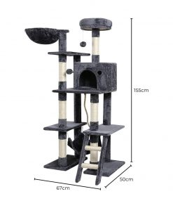 Floofi 155cm Plush Cat Condo Cat Tree Dark Grey FI-CT-173-ZZ