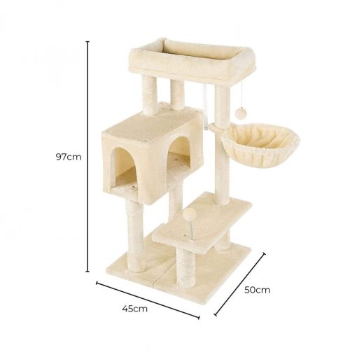 Floofi 97cm Adjustable Base Plush Cat Tree