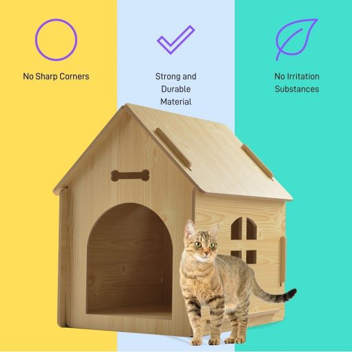 Floofi Wooden Pet House No Door - Yellow