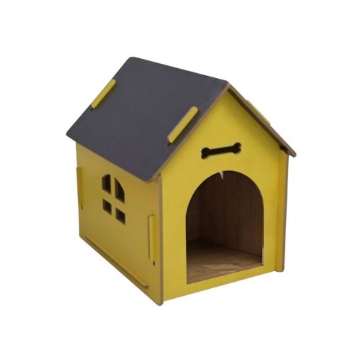 Floofi Wooden Pet House No Door - Yellow