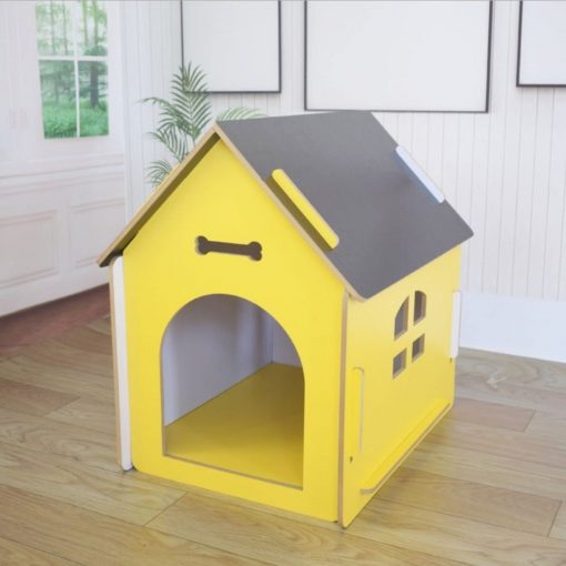 Floofi Wooden Pet House No Door - Yellow