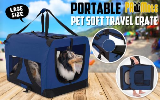 Paw Mate Blue Portable Soft Dog Cage Crate Carrier