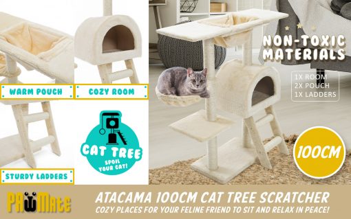 Paw Mate Beige Cat Tree Atacama Multi Level Scratcher