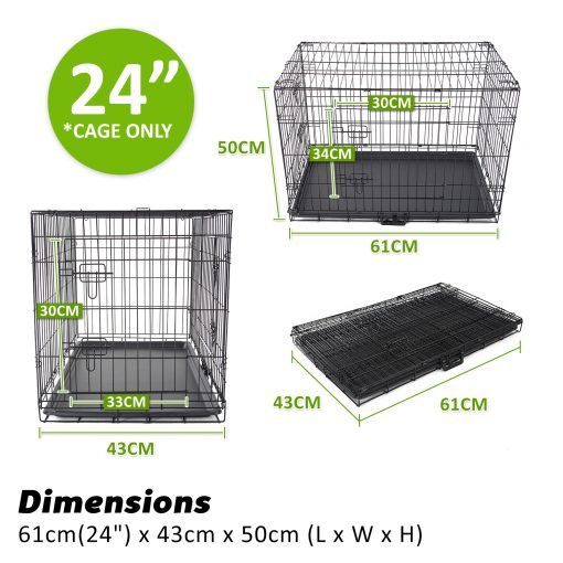 Paw Mate Wire Dog Cage Crate 24in with Tray + Cushion Mat + Cover Combo