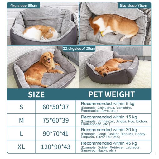 Sofa-Style Dog Bed Waterproof Washable Soft High Back Comfy Sleeping Kennel