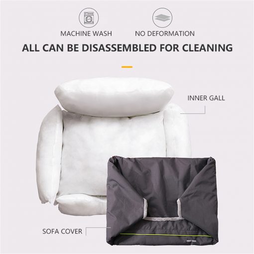 Sofa-Style Dog Bed Waterproof Washable Soft High Back Comfy Sleeping Kennel