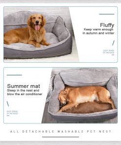 Sofa-Style Dog Bed Waterproof Washable Soft High Back Comfy Sleeping Kennel