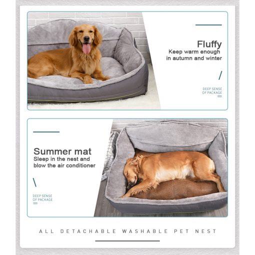 Sofa-Style Dog Bed Waterproof Washable Soft High Back Comfy Sleeping Kennel