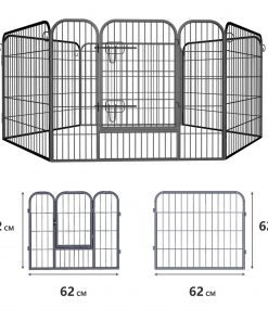 Heavy Duty Comfortable Pet Dog Game Fence Foldable 6/8 Panels Metal Dog Fence Black