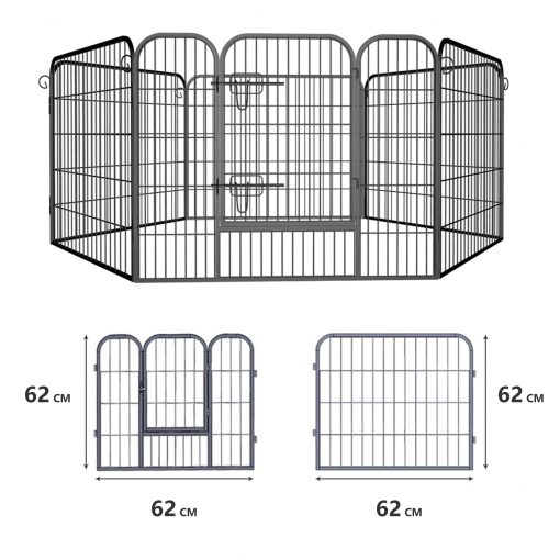 Heavy Duty Comfortable Pet Dog Game Fence Foldable 6/8 Panels Metal Dog Fence Black