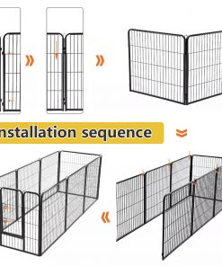 Heavy Duty Comfortable Pet Dog Game Fence Foldable 6/8 Panels Metal Dog Fence Black