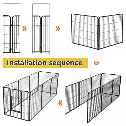 Heavy Duty Comfortable Pet Dog Game Fence Foldable 6/8 Panels Metal Dog Fence Black