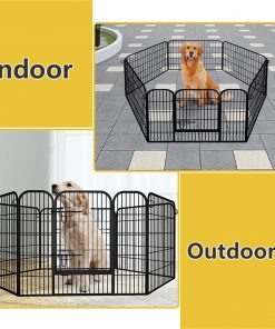 Heavy Duty Comfortable Pet Dog Game Fence Foldable 6/8 Panels Metal Dog Fence Black