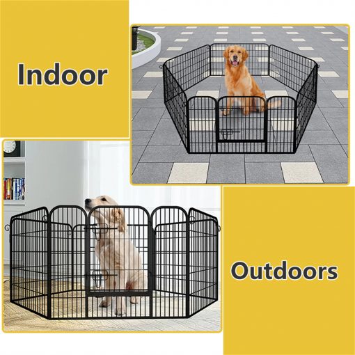 Heavy Duty Comfortable Pet Dog Game Fence Foldable 6/8 Panels Metal Dog Fence Black