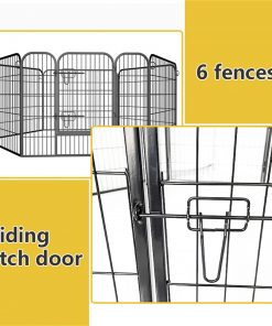 Heavy Duty Comfortable Pet Dog Game Fence Foldable 6/8 Panels Metal Dog Fence Black