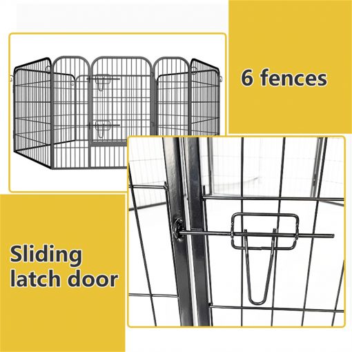 Heavy Duty Comfortable Pet Dog Game Fence Foldable 6/8 Panels Metal Dog Fence Black