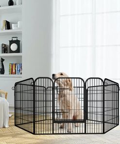 Heavy Duty Comfortable Pet Dog Game Fence Foldable 6/8 Panels Metal Dog Fence Black