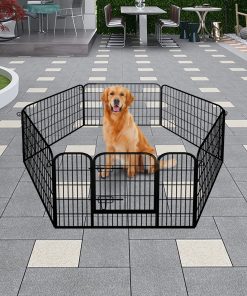 Heavy Duty Comfortable Pet Dog Game Fence Foldable 6/8 Panels Metal Dog Fence Black