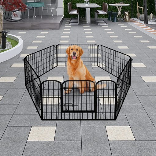 Heavy Duty Comfortable Pet Dog Game Fence Foldable 6/8 Panels Metal Dog Fence Black